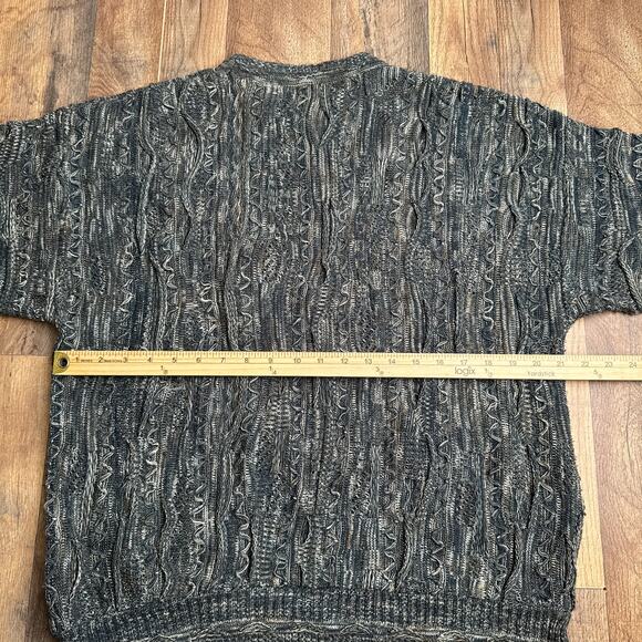 J Ferrar Coogi Style Sweater Men's Medium Gray Crew Neck Textured Knit 6493 - Picture 6 of 9